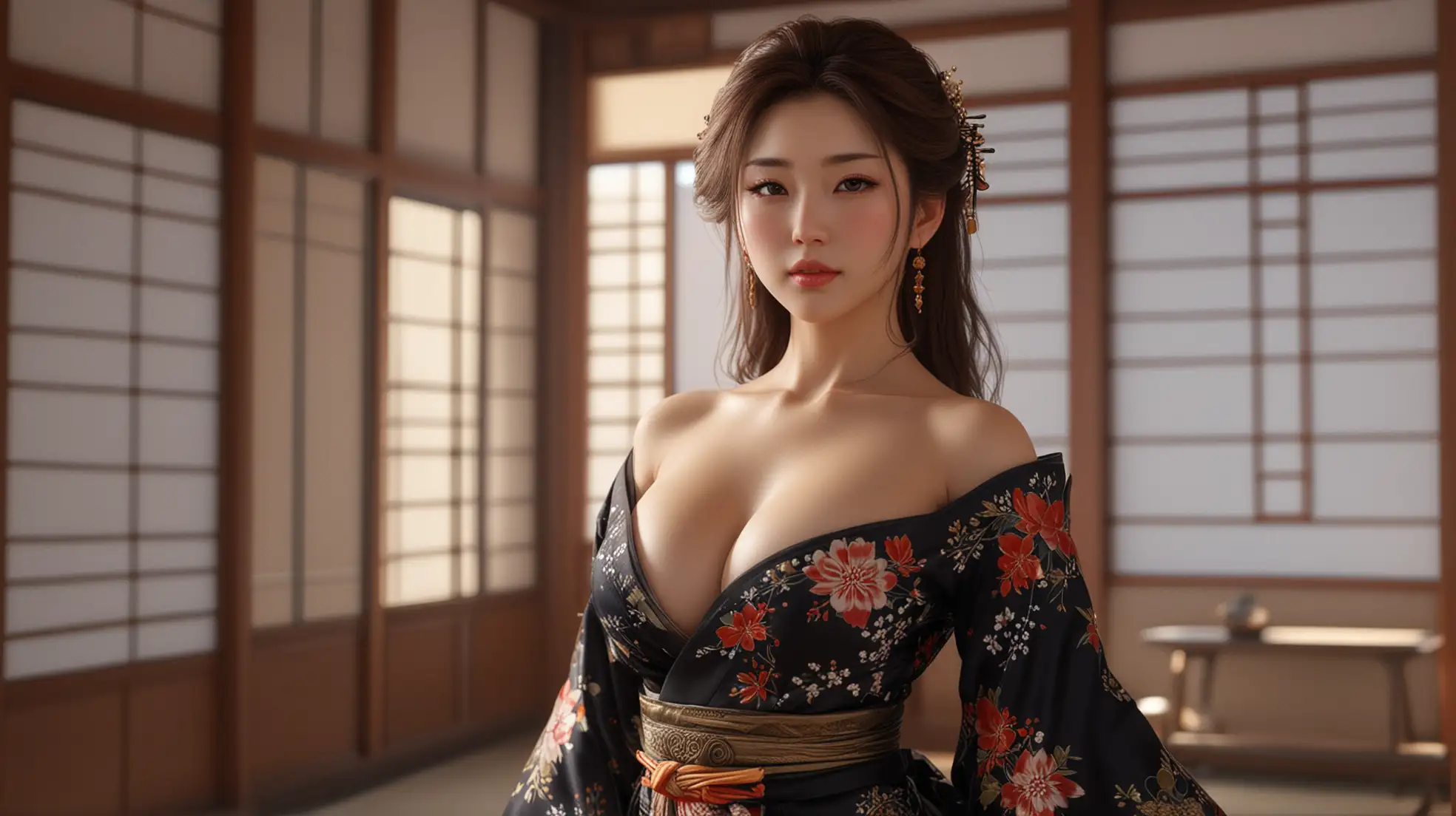 Photorealistic-Portrait-of-a-Japanese-Beauty-in-a-Luxurious-Hall-with-Stunning-Detail