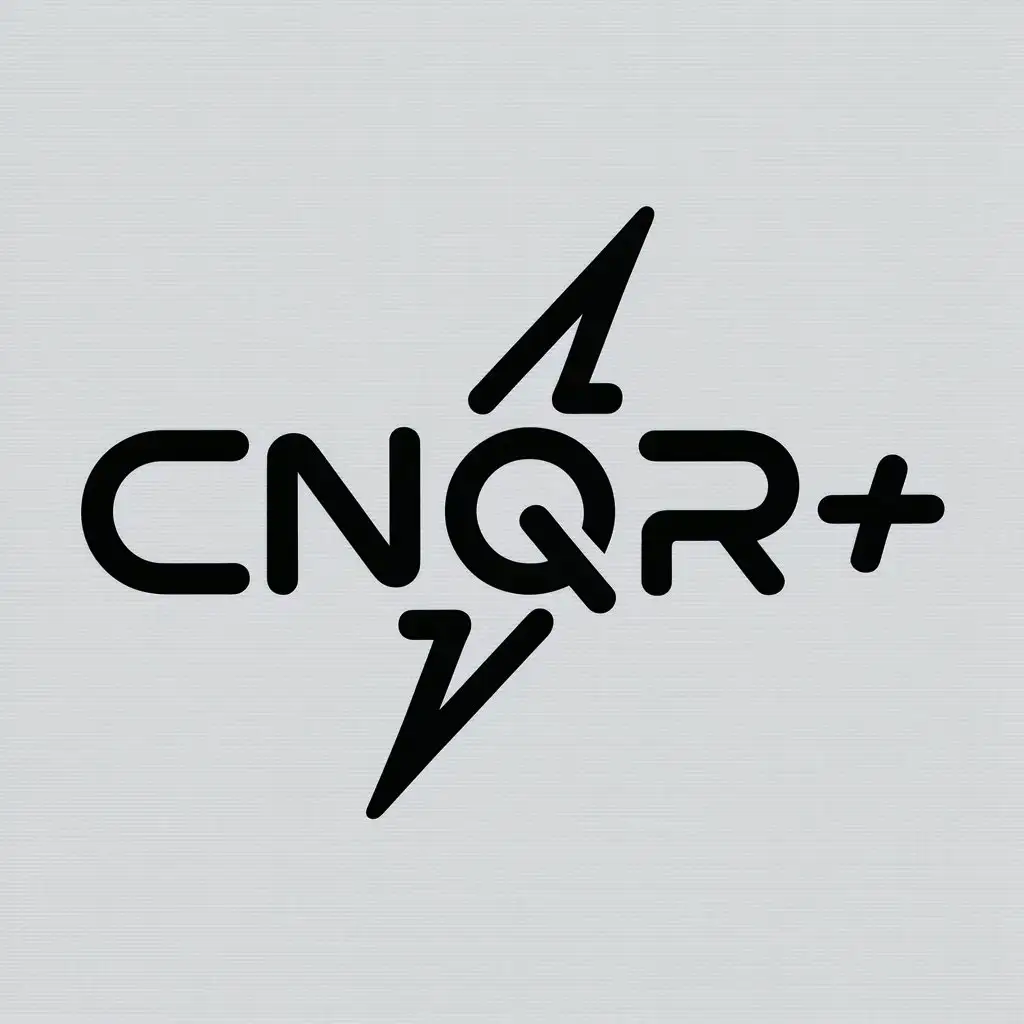 a logo design,with the text "CNQR+", main symbol:lightning,Moderate,clear background