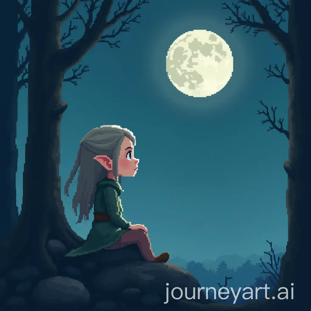 Lonely-Female-Elf-Gazing-at-the-Moon-in-a-Forest