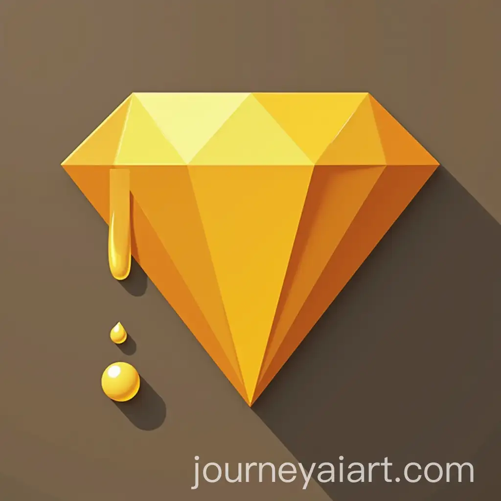 Golden-Diamond-Icon-with-Dripping-Gold-on-Flat-Background