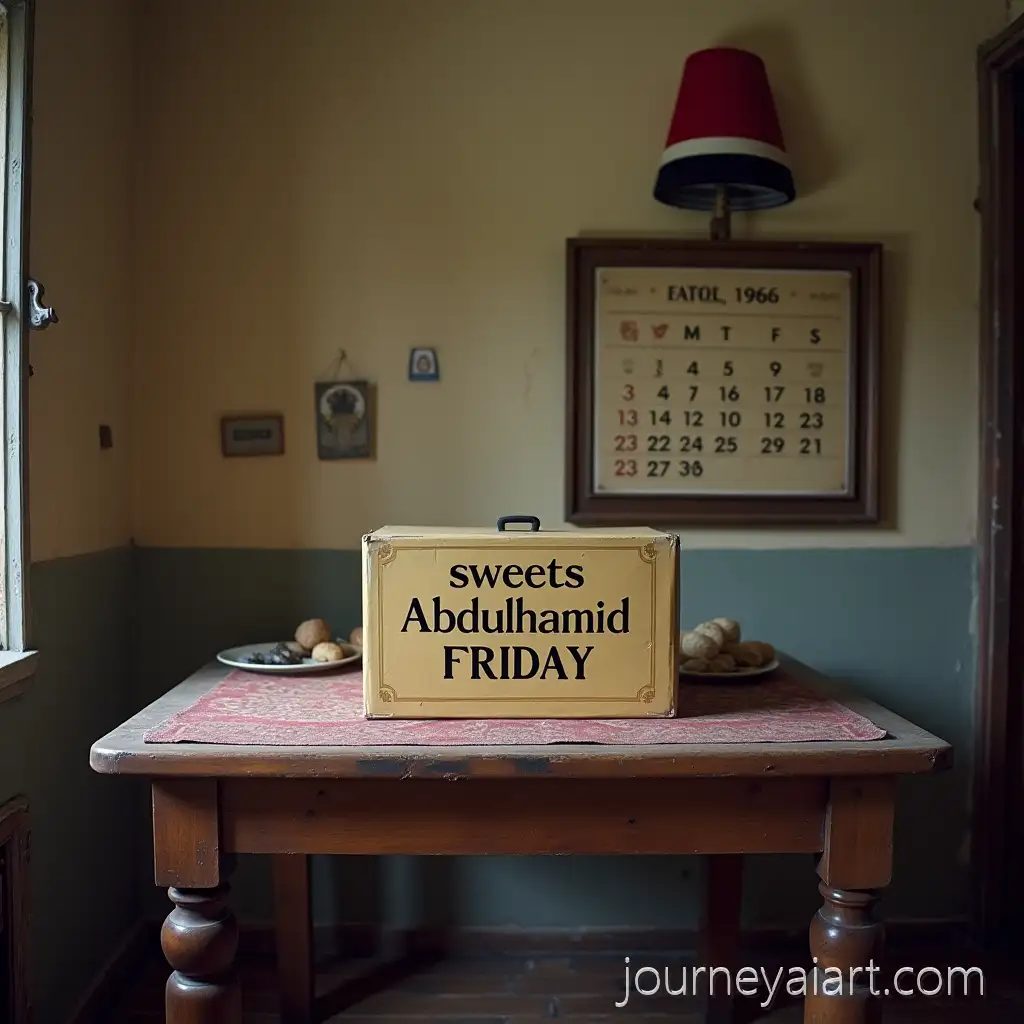 Old-House-Interior-with-Sweets-AbdulOld-house-table-setuphamid-Friday-Box-and-Egyptian-Fez