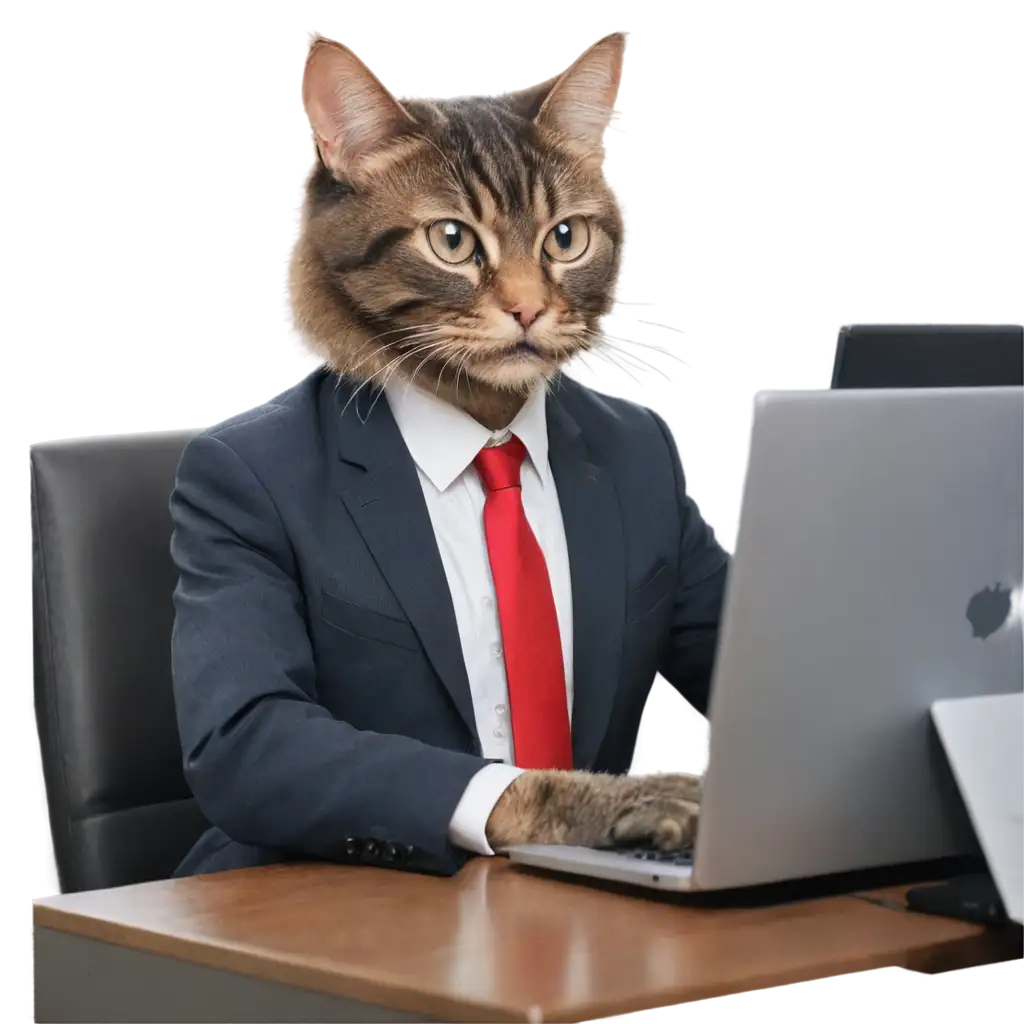 Office-Cat-in-Suit-at-Computer-PNG-Image-for-Professional-Settings-and-Digital-Media