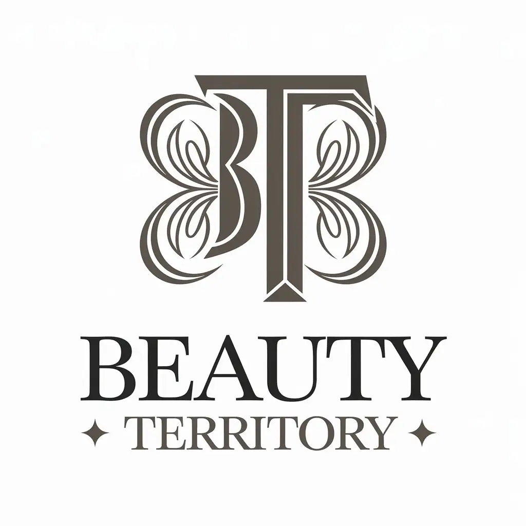 a vector logo design,with the text "Beauty Territory", main symbol:Letters B and T,Moderate,be used in Beauty Spa industry,clear background