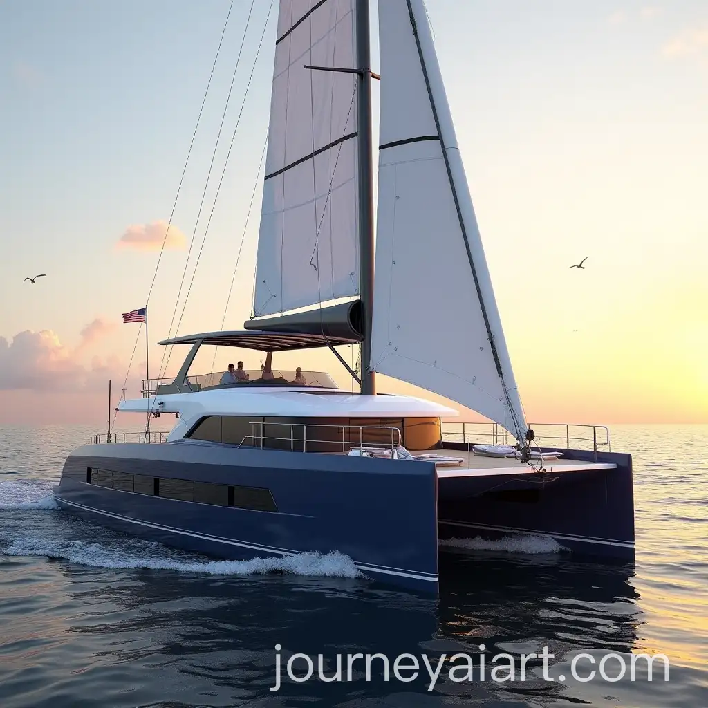 AI-Image-Prompt-ExpansionLuxury-50ft-Blue-Water-Catamaran-Sailing-at-Sunset-with-HighTech-Features