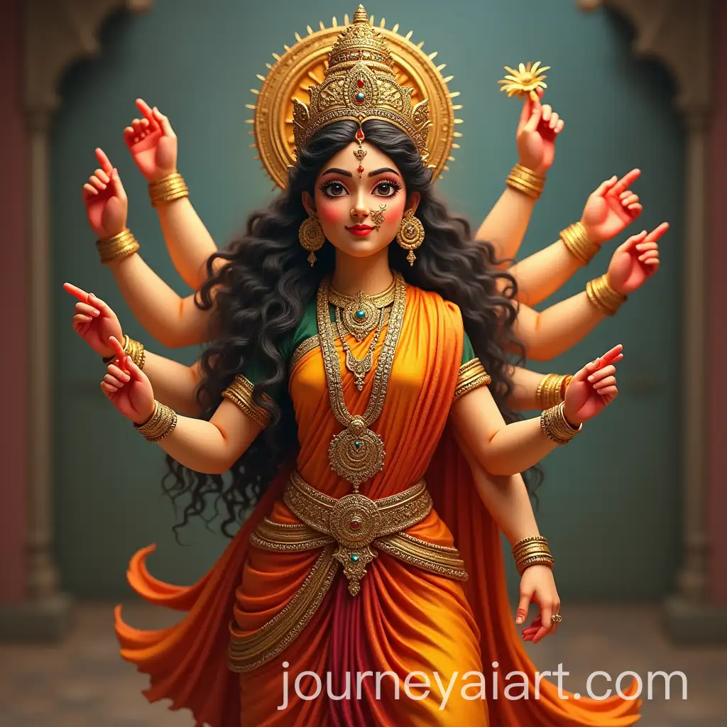 Goddess-Durga-Blessing-with-Four-Hands-in-Divine-Stance