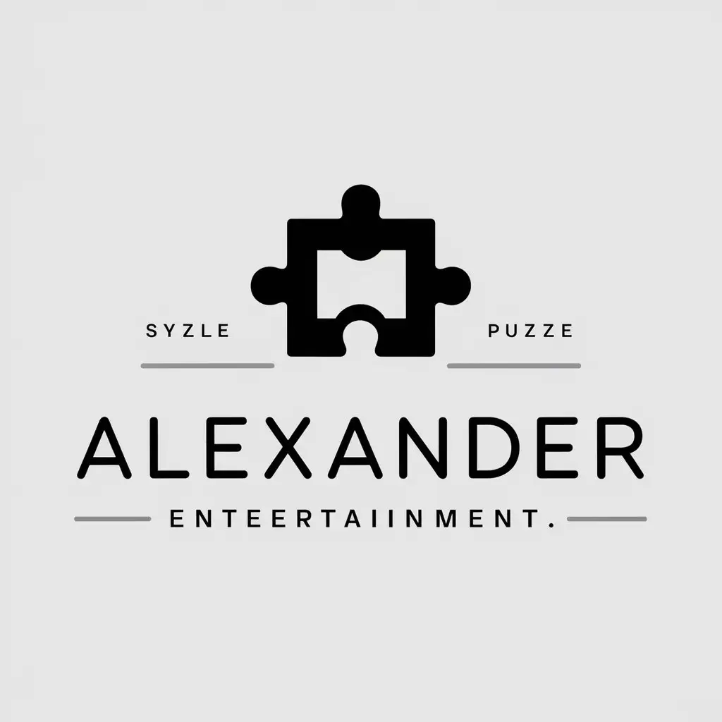 a vector logo design,with the text "Alexander", main symbol:Puzzle,Moderate,be used in Entertainment industry,clear background