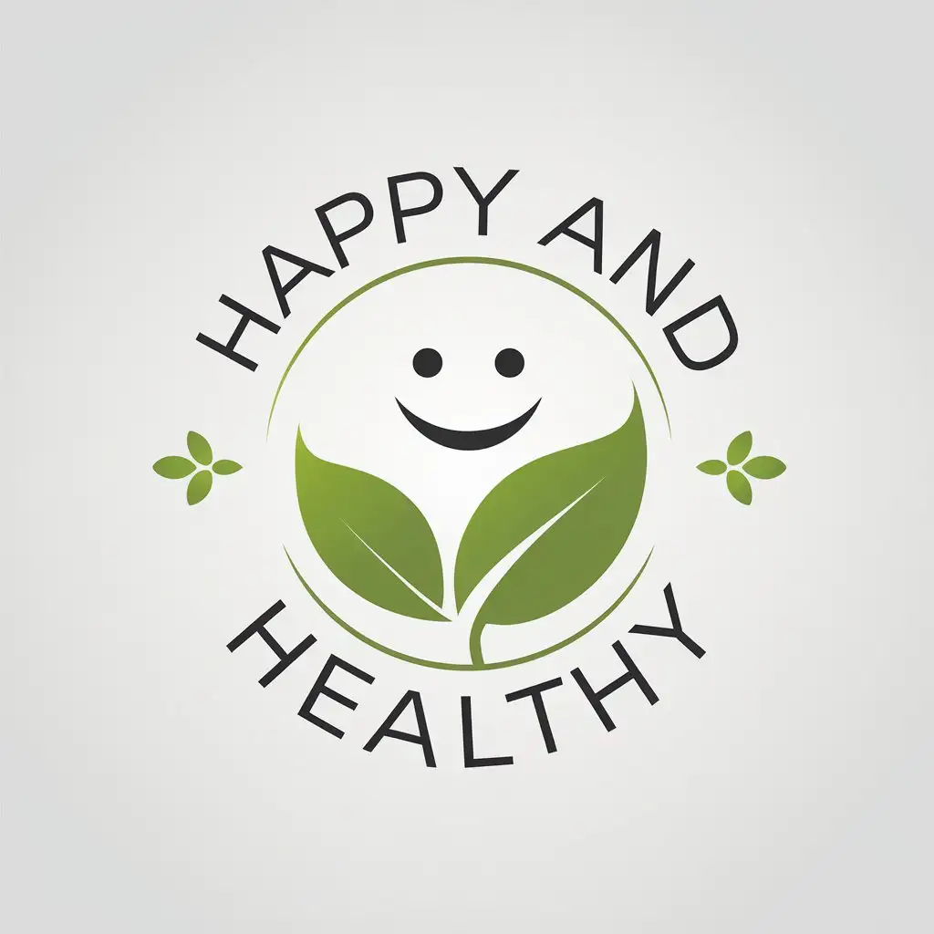 LOGO Design for Happy and Healthy Leaf Smiling with Minimalistic Design for Sports Fitness