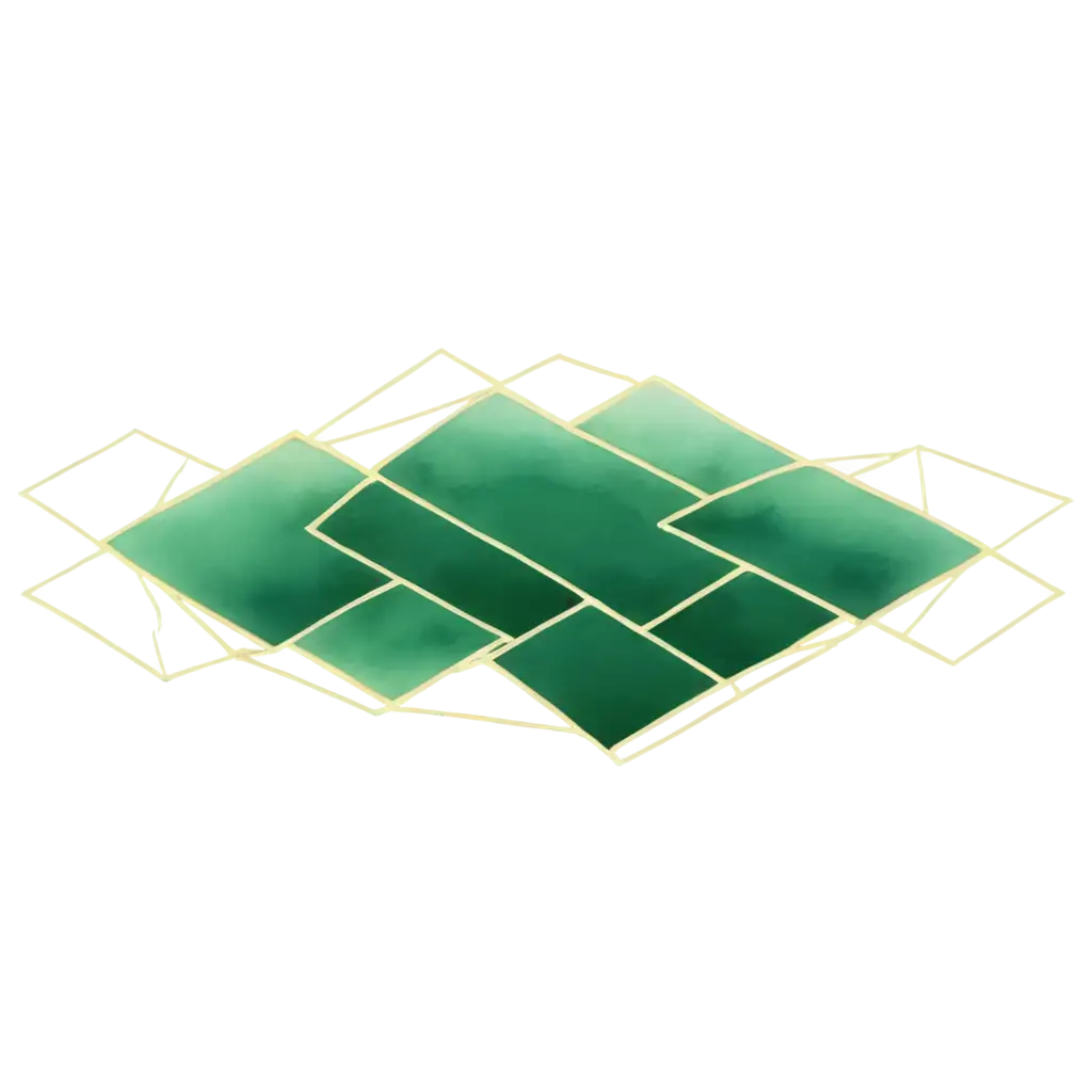 Golden-Polygon-with-Intersecting-Lines-and-Green-Watercolor-PNG-Image-Abstract-Art-for-Digital-Projects