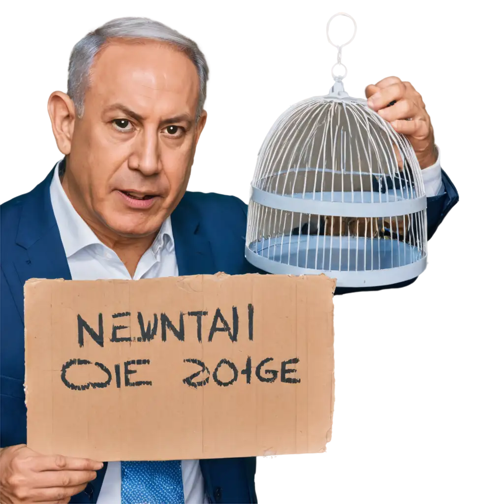 Netanyahu-Holding-an-Empty-Round-Bird-Cage-PNG-HighResolution-Image-for-Versatile-Use