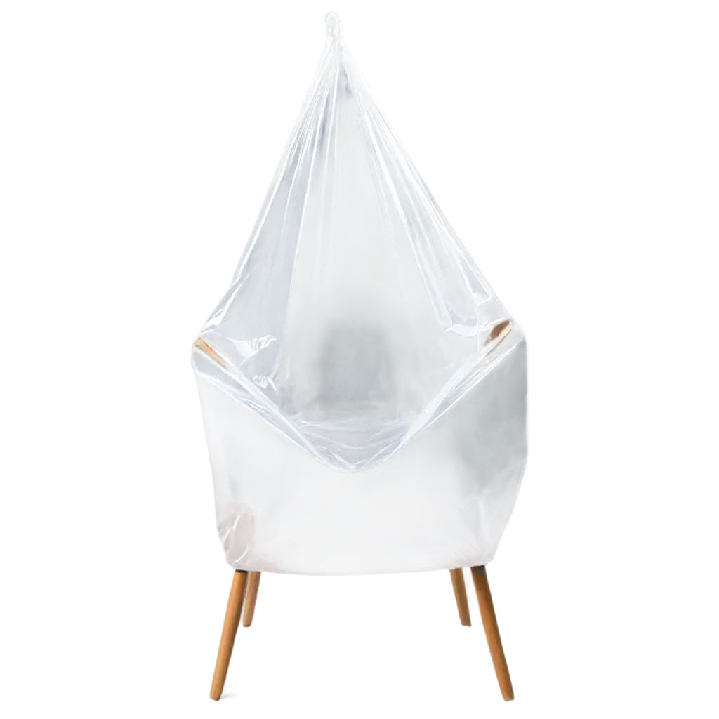 Stylish-Chair-Wrapped-in-Transparent-Bag-PNG-Image