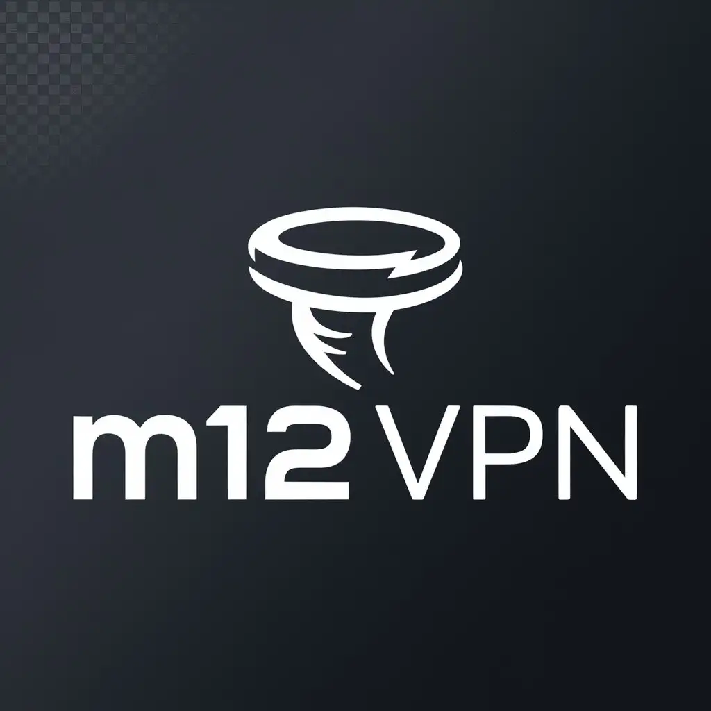 a logo design,with the text "m12VPN", main symbol:tornado and hurricane,Minimalistic,be used in Technology industry,clear background