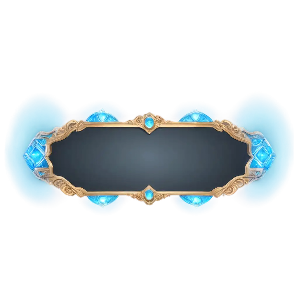 FPNG-Image-Usage-Scenariosuturistic-Elegant-UI-Frame-PNG-with-Glowing-Blue-Center-and-Golden-Ornate-Borders