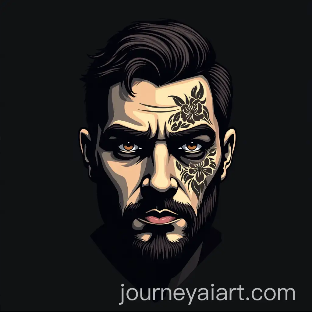 MLogo-Design-Expansionysterious-Modern-Logo-Featuring-AleXanDreZens-Face-with-Tattoo-and-Discreet-Music-Text