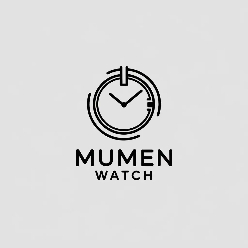 LOGO Design for Mumen Watch Minimalistic Watch Symbol with Clear Background