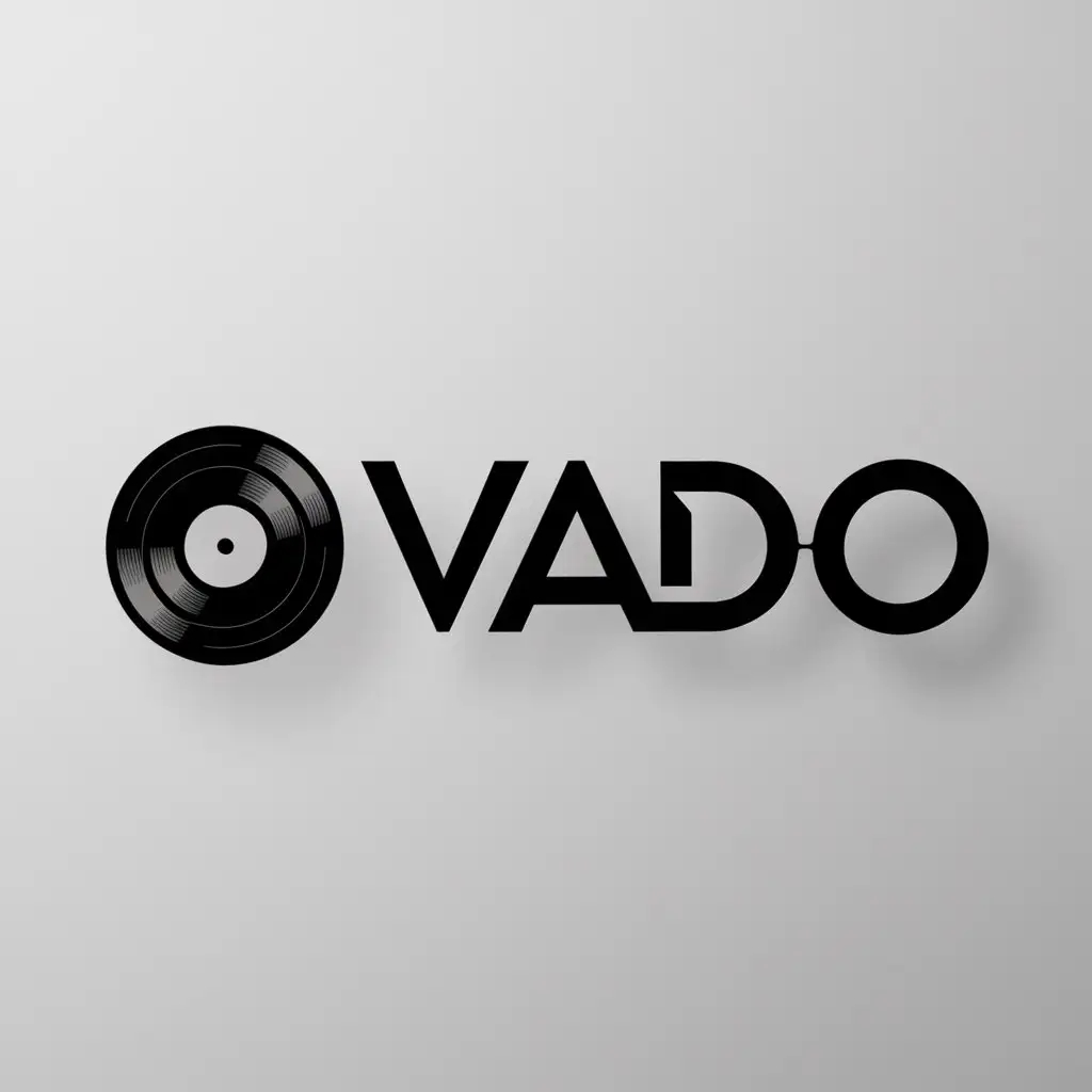 a logo design,with the text "VADO", main symbol:Vinyl,Minimalistic,be used in Entertainment industry,clear background