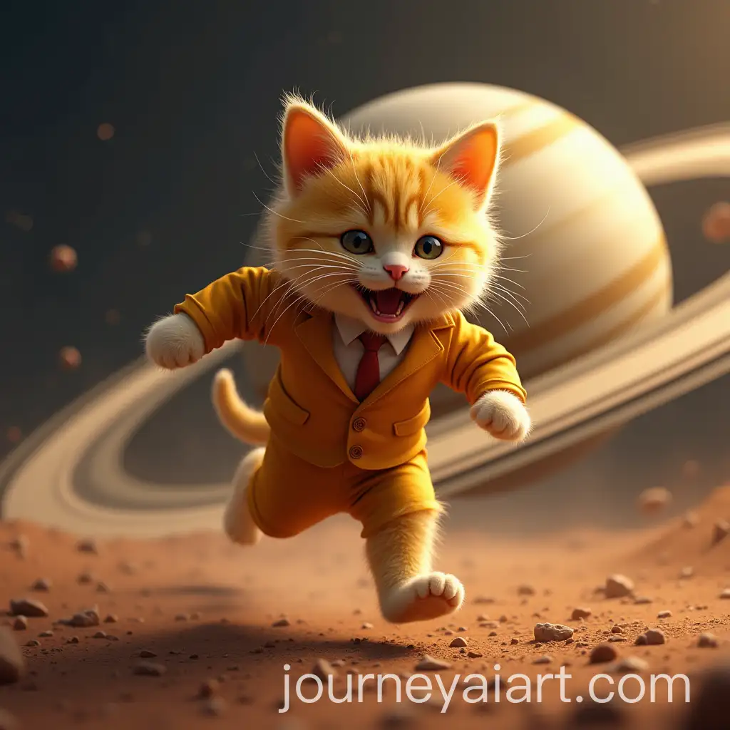 Happy-Yellow-Cat-in-a-Suit-Running-on-Saturns-Rings-with-Planets-in-the-Background