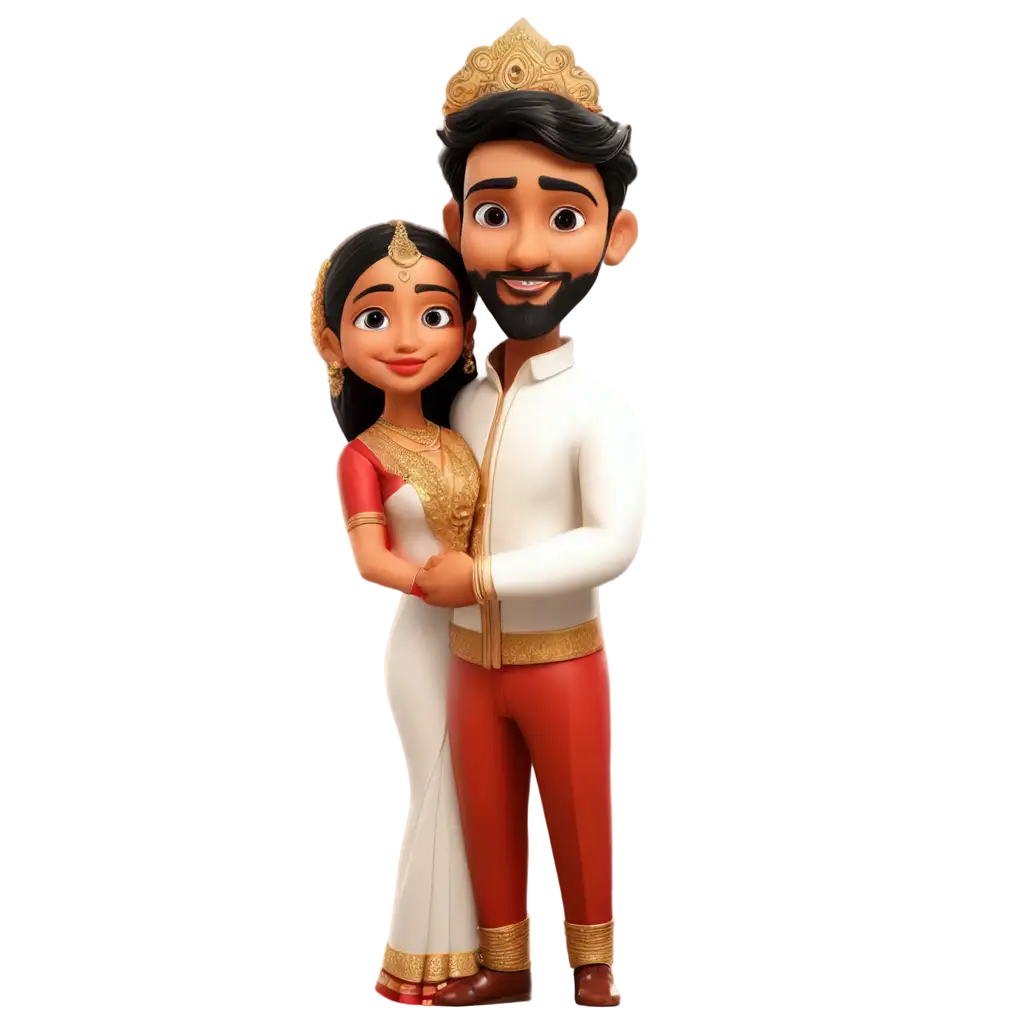 HighQuality-South-Indian-Wedding-Couple-PNG-Image-Cartoon-Style