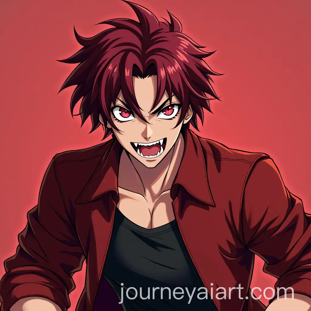Anime-Character-with-Dark-Red-Hair-Pink-Eyes-and-a-Cunning-Smile-in-Red-Leather-Jacket