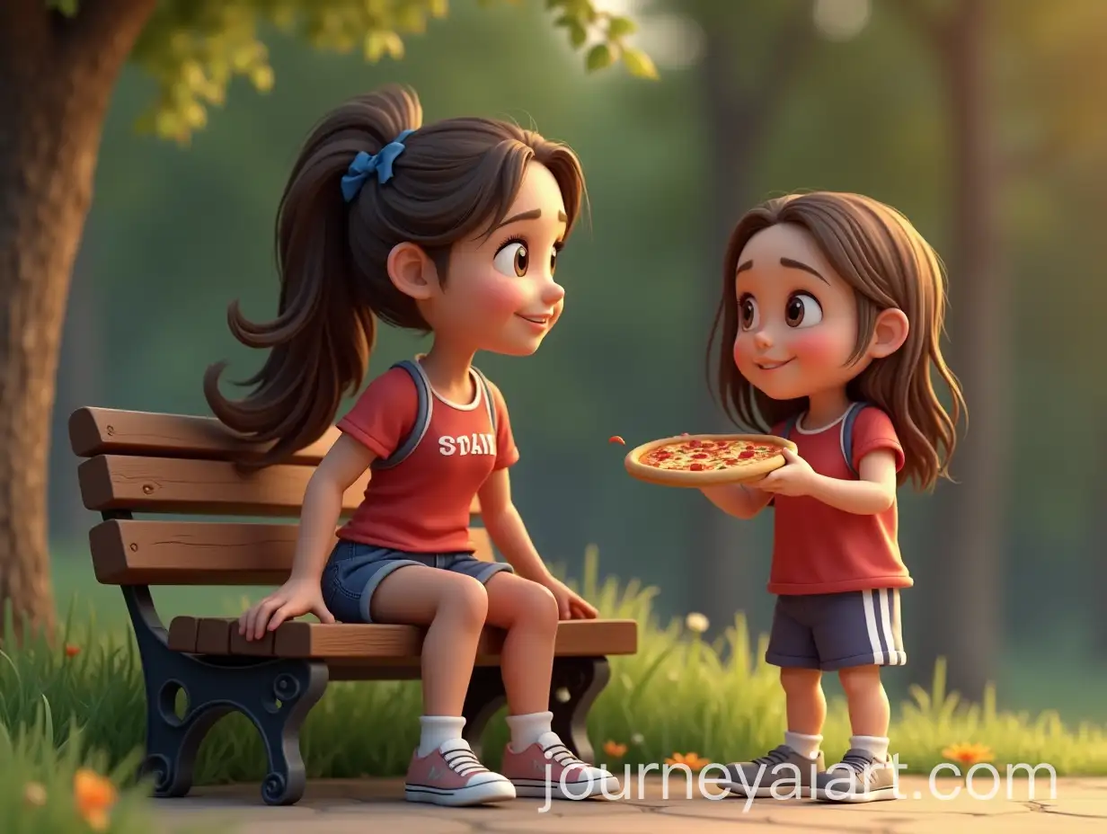 Caitlin-Clark-Receiving-Pizza-from-a-Child-on-Park-Bench-in-3D-Realistic-Style
