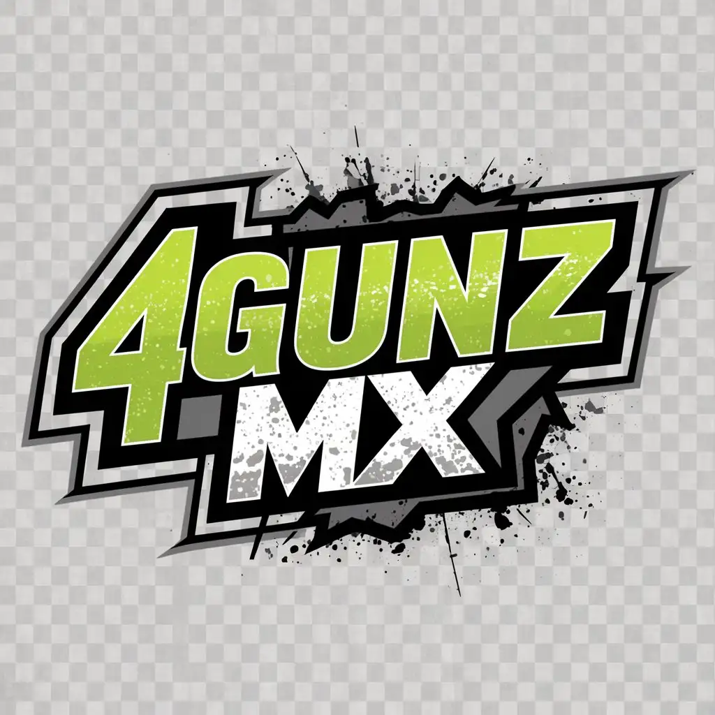 LOGO Design for 4GUNZMX Bright Lime Green Gradient with Black Border and Mud Splatter for Sports Fitness Industry