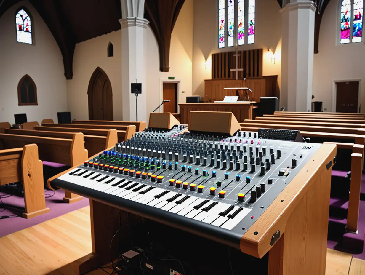 Small Mixing Desk in a Church Interior