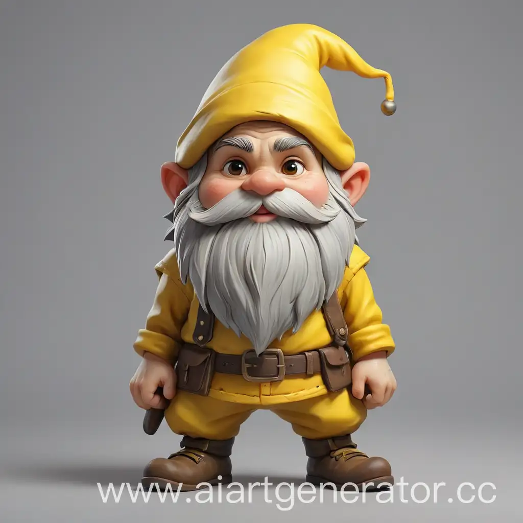 Gnome-in-Yellow-Clothing-on-Gray-Background