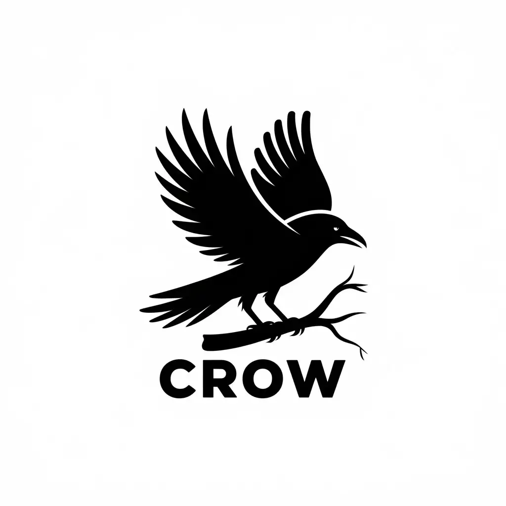 LOGO Design For Crow Elegant Crow Symbol in Modern Style for Internet Industry