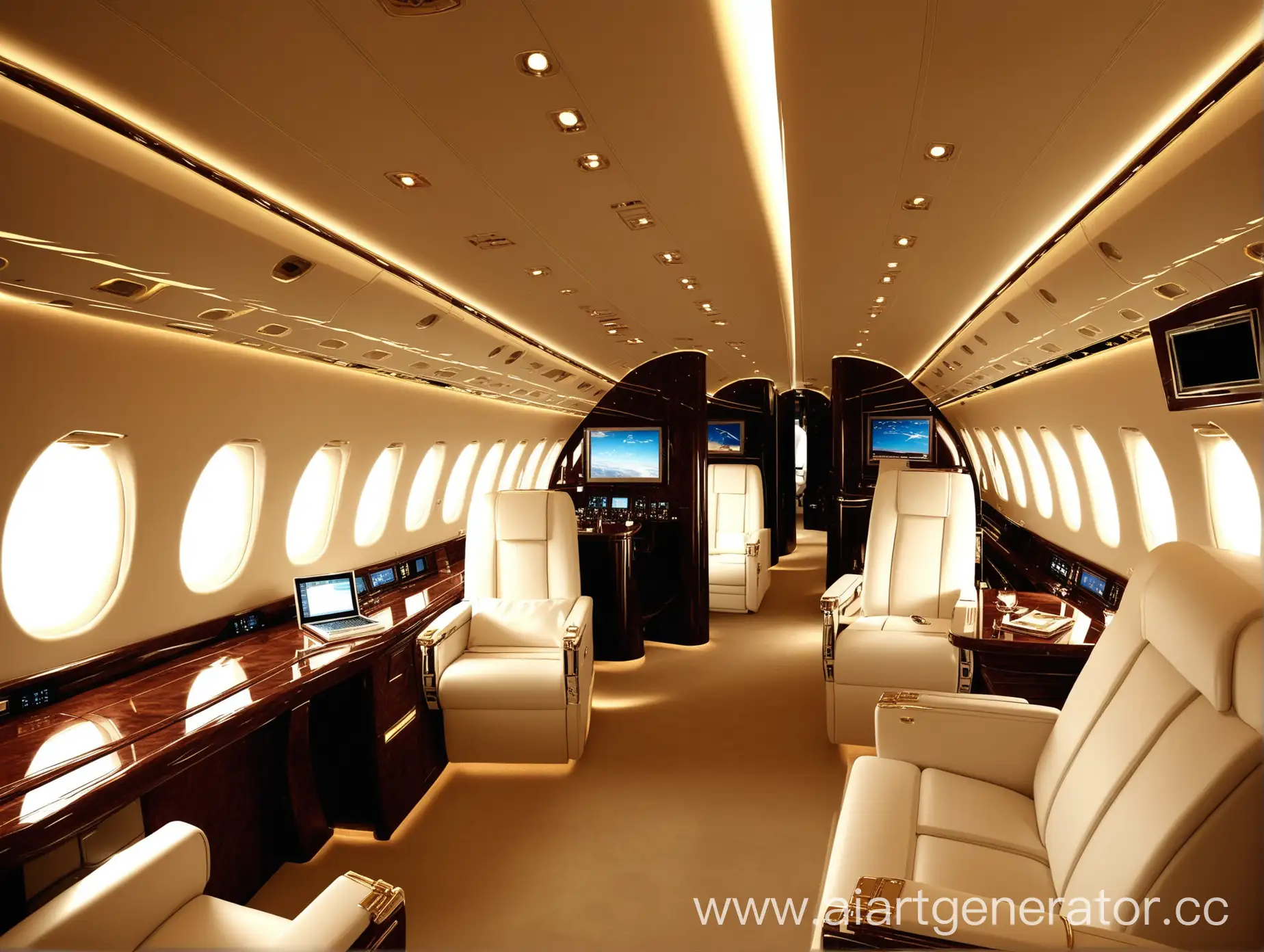 Luxurious-Interior-of-a-Private-Jet