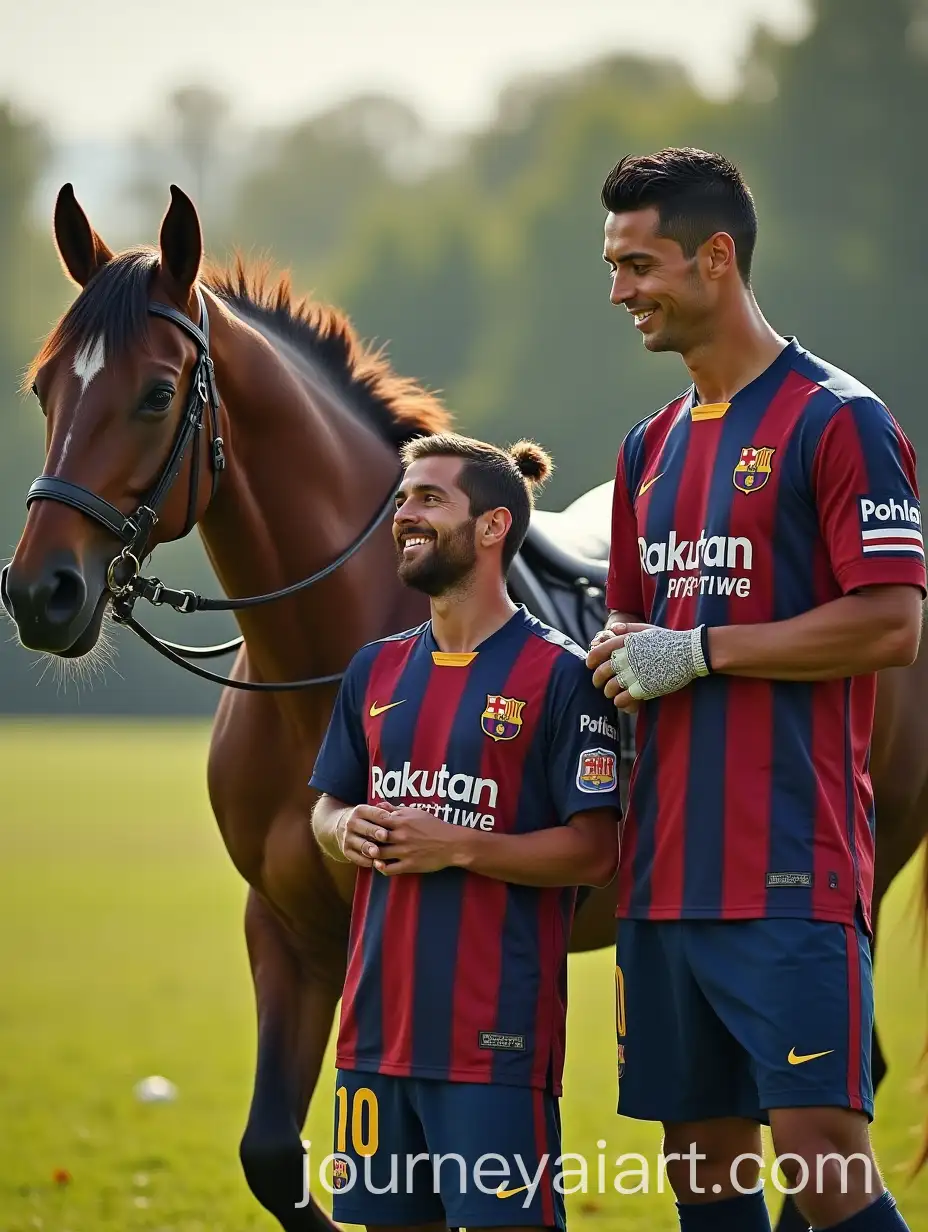 Ronaldo-and-Messi-with-Horses-in-Lush-Green-Field