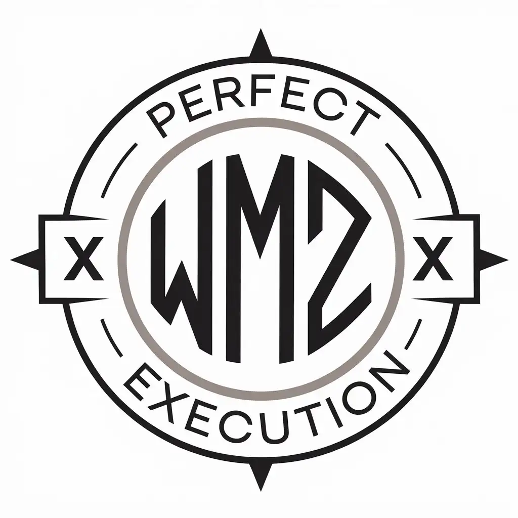 a vector logo design,with the text "perfect execution", main symbol:WMZX letter combination,Moderate,be used in Finance industry,clear background