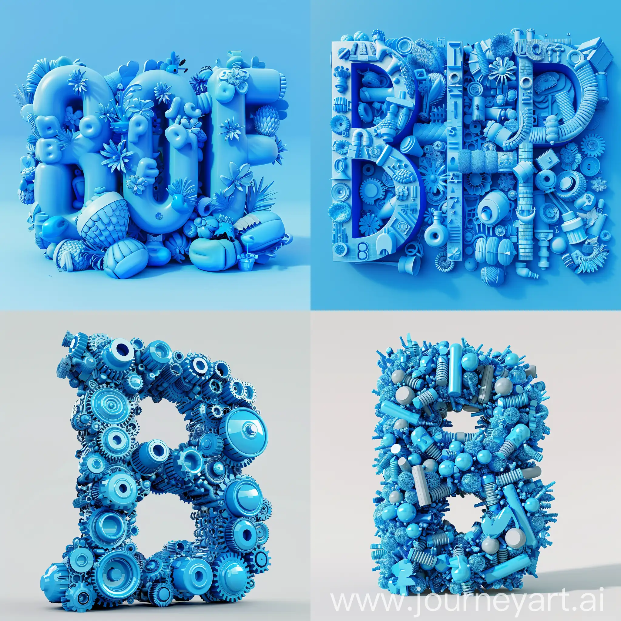 Various-3D-Blue-Objects-in-BUFF-Letters-Composition