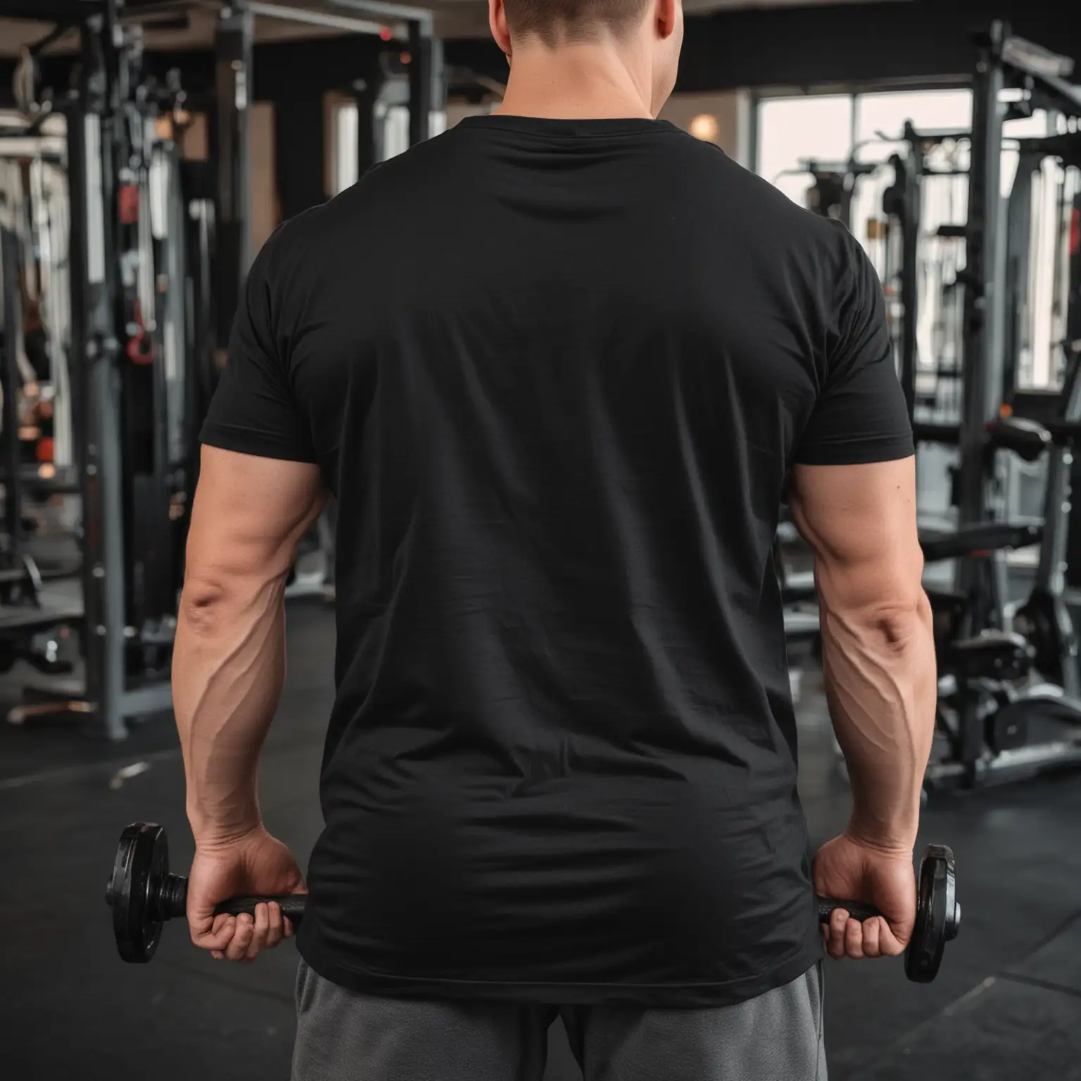 Fitness Enthusiast Working Out in Gym Wearing Oversized Black Cotton TShirt