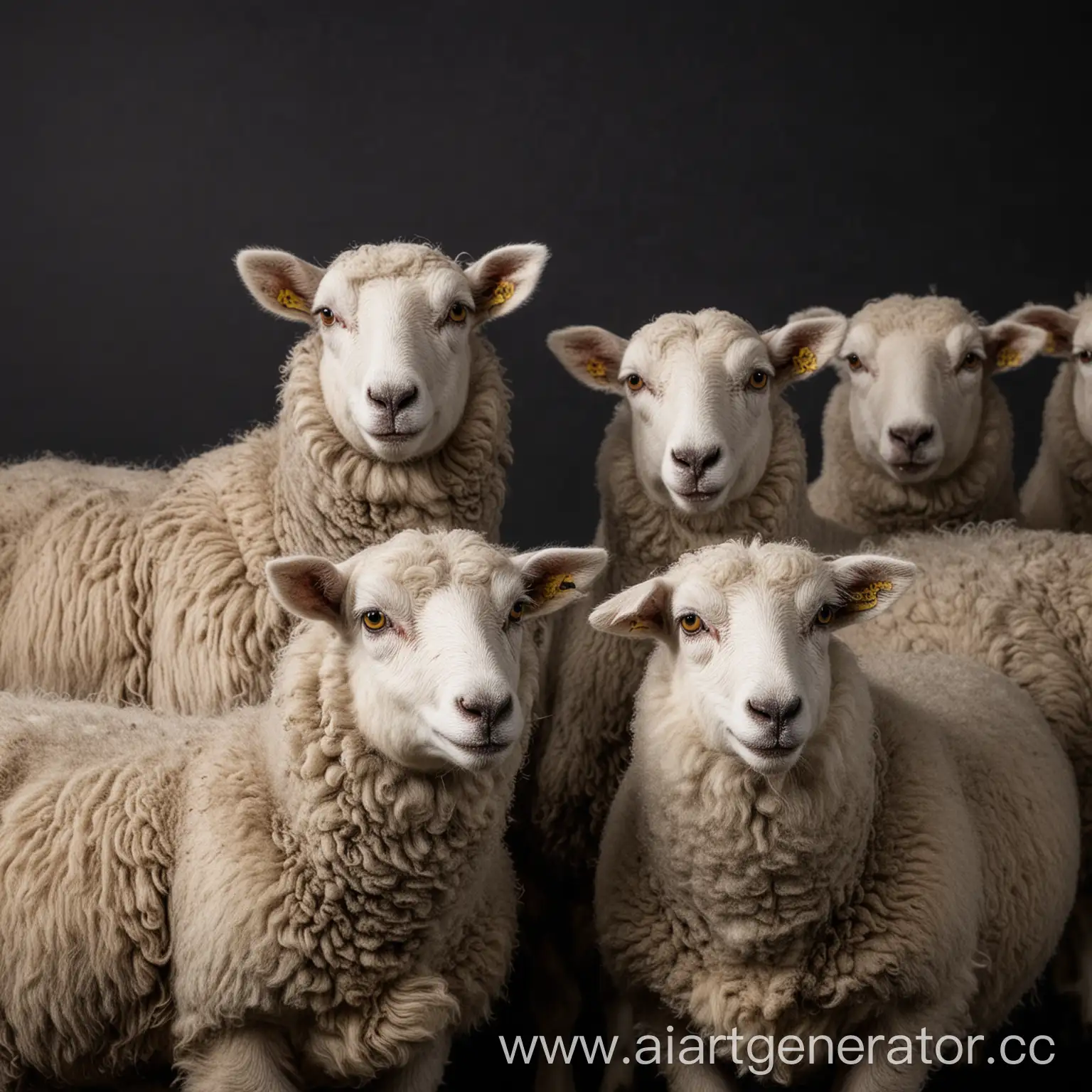 Grey Ewes in enclosure on black background