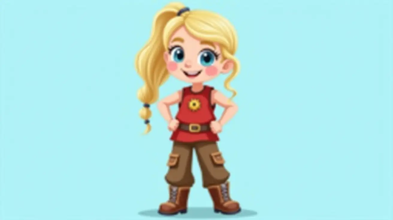 Confident-8YearOld-Adventurer-Girl-in-Red-Vest-and-Brown-Pants