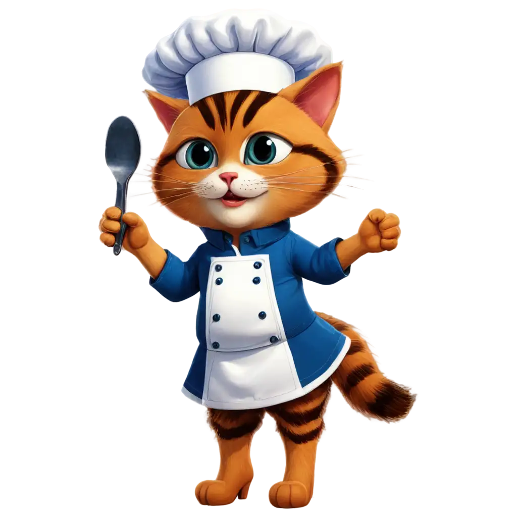 Enchanting-PNG-Illustration-of-Puss-in-Boots-as-a-Kitchen-Chef-Artistic-and-Whimsical-Image-Concept