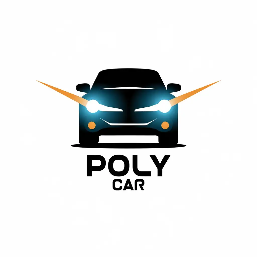 LOGO Design for Poly Car Vector Logo Featuring a Car with Lights On for the Automotive Industry