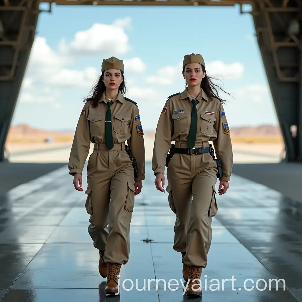 Two-Russian-Female-Pilots-Walking-in-Military-HangarAI-Art-Prompt-Expansion-with-Desert-Runway