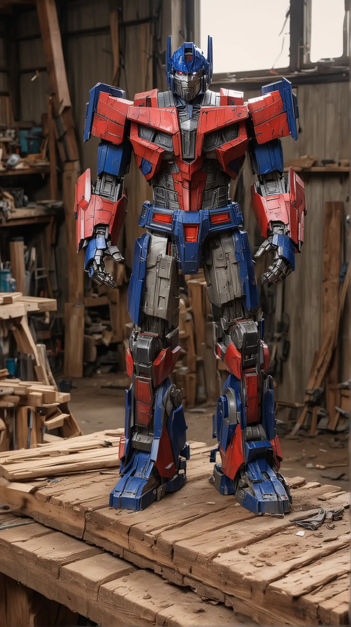 Optimus Prime Woodworking in Lumbermill Workshop