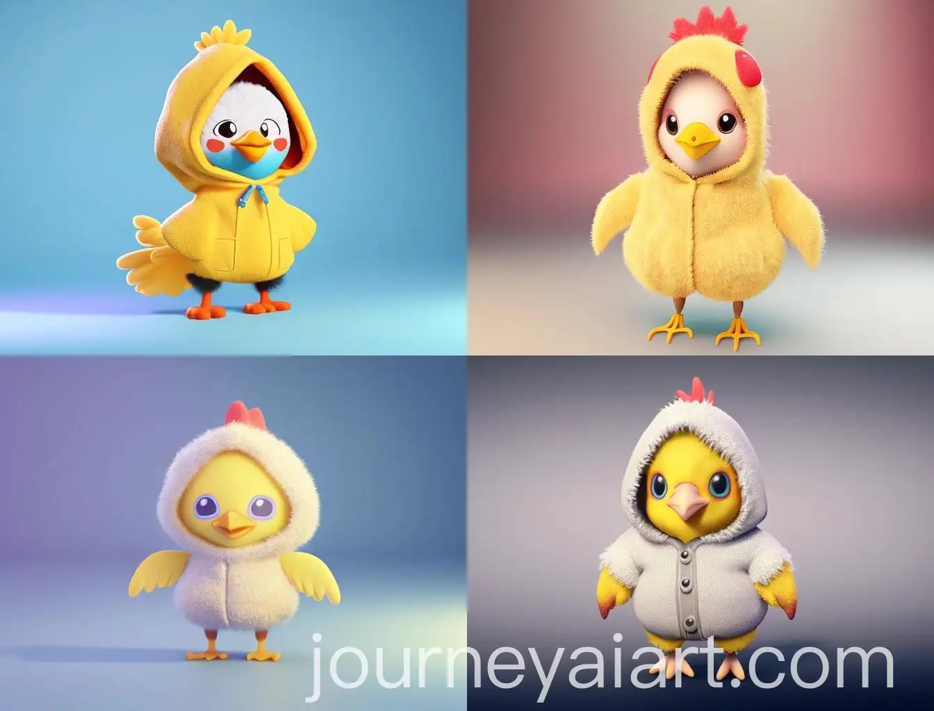 Cheerful-Chicken-in-Hoodie-Plush-Doll-Art-3D-Rendering