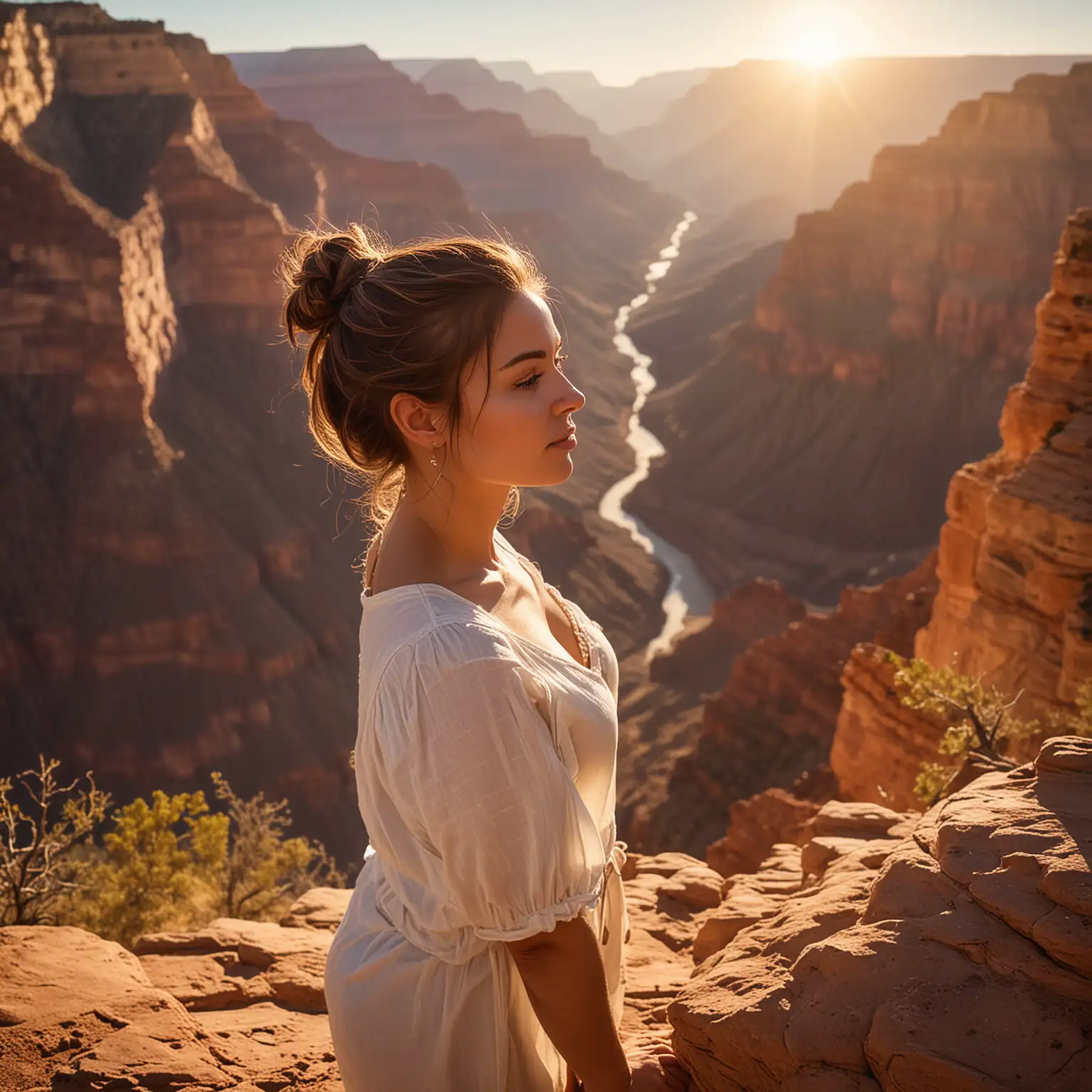 Serene-Woman-in-Golden-Light-with-Grand-Canyon-Background