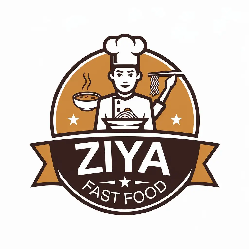 LOGO Design for Ziya Fast Food Chef Soup Noodles with Moderate Style for Restaurant Industry