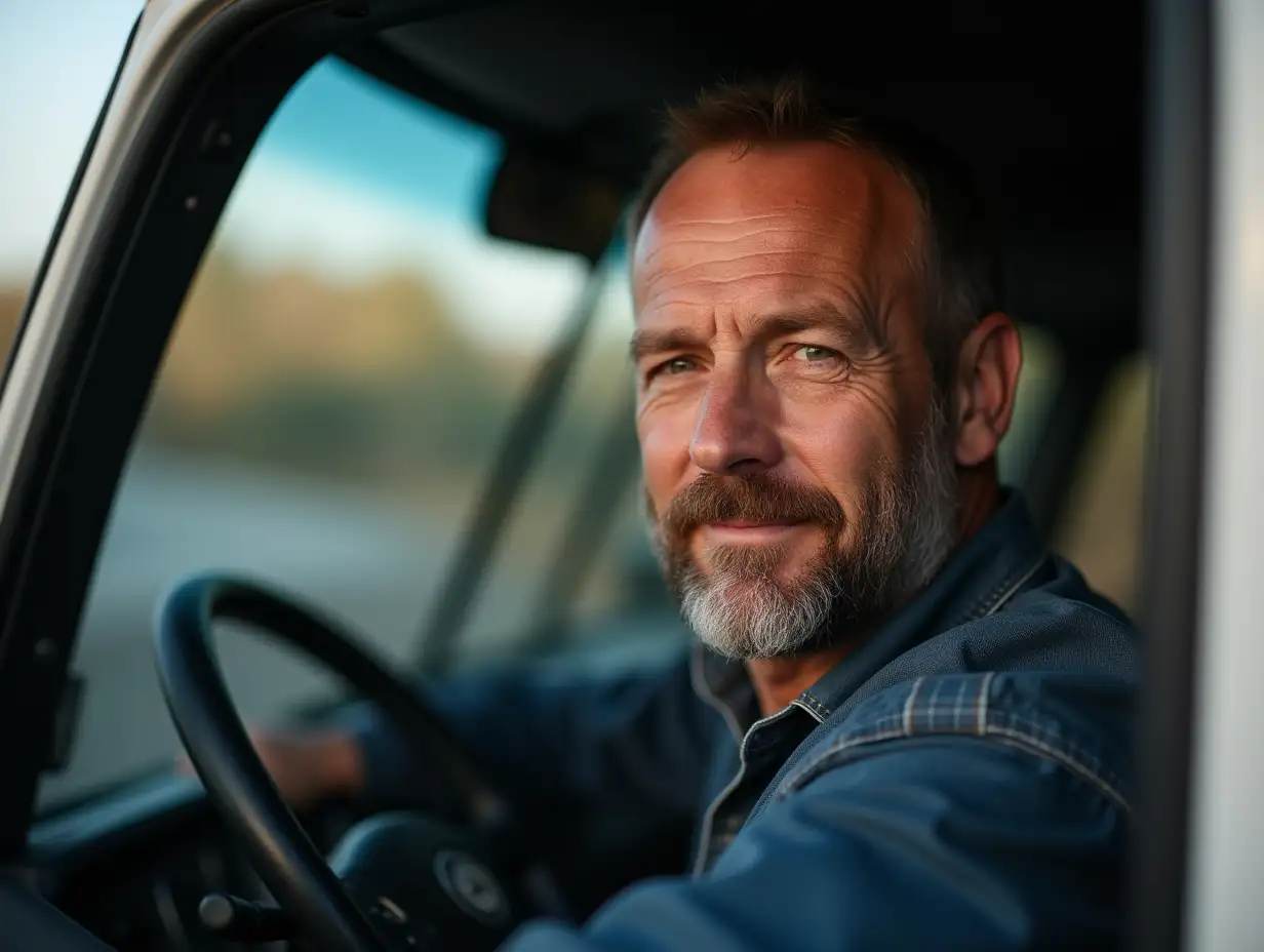 Portrait-of-a-MiddleAged-Caucasian-Truck-Driver