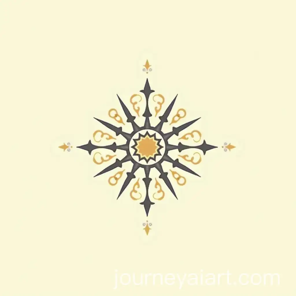 Intricate-StarShaped-Emblem-with-Gold-and-Gray-Accents-on-Cream-Background