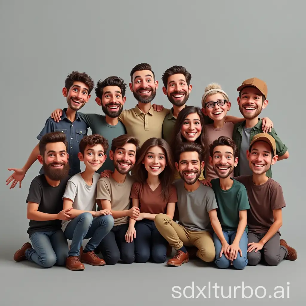 Diverse-Group-Portrait-of-16-Boys-and-5-Girls-Arabian-Caricature