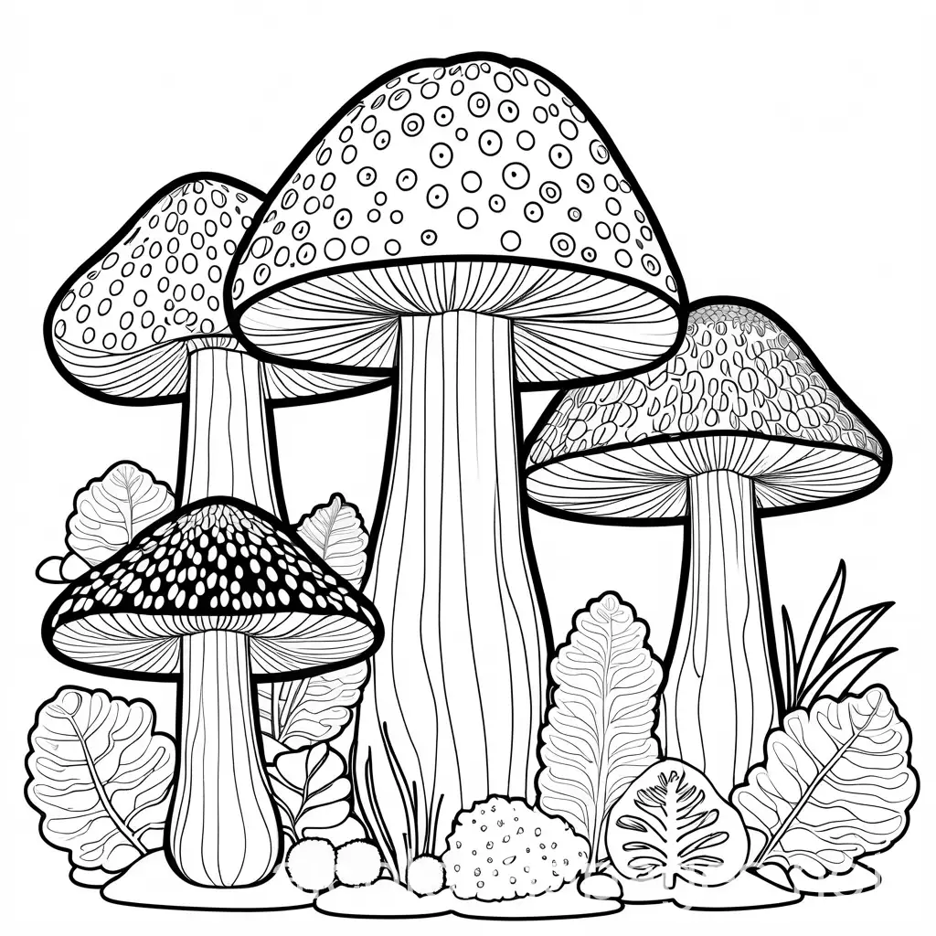 Black-and-White-Coloring-Page-of-Morel-Mushrooms-on-White-Background