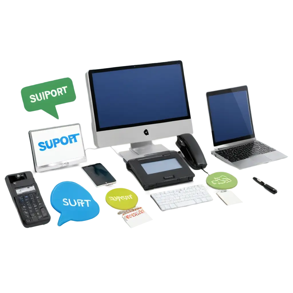 IT-Support-PNG-Image-Featuring-Computer-Printer-Tablet-and-Cell-Phone-for-Professional-Use