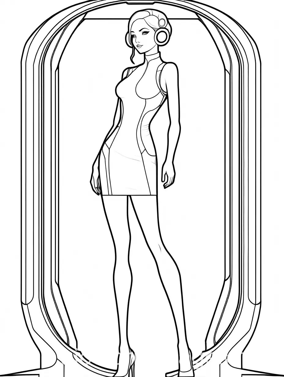 GLaDOS-in-Bodycon-Dress-and-Heels-Coloring-Page