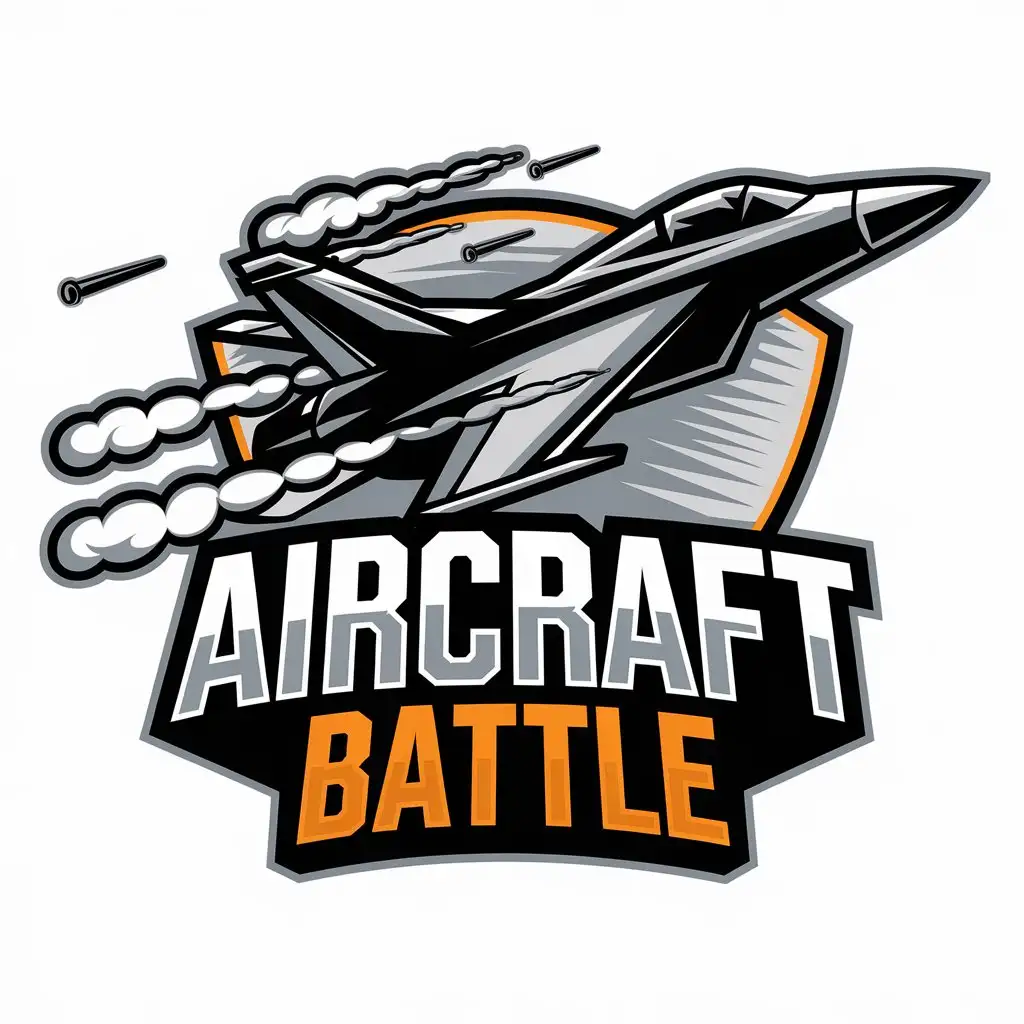 a vector logo design,with the text "aircraft battle", main symbol:fighter jet, bullets,Moderate,be used in Entertainment industry,clear background