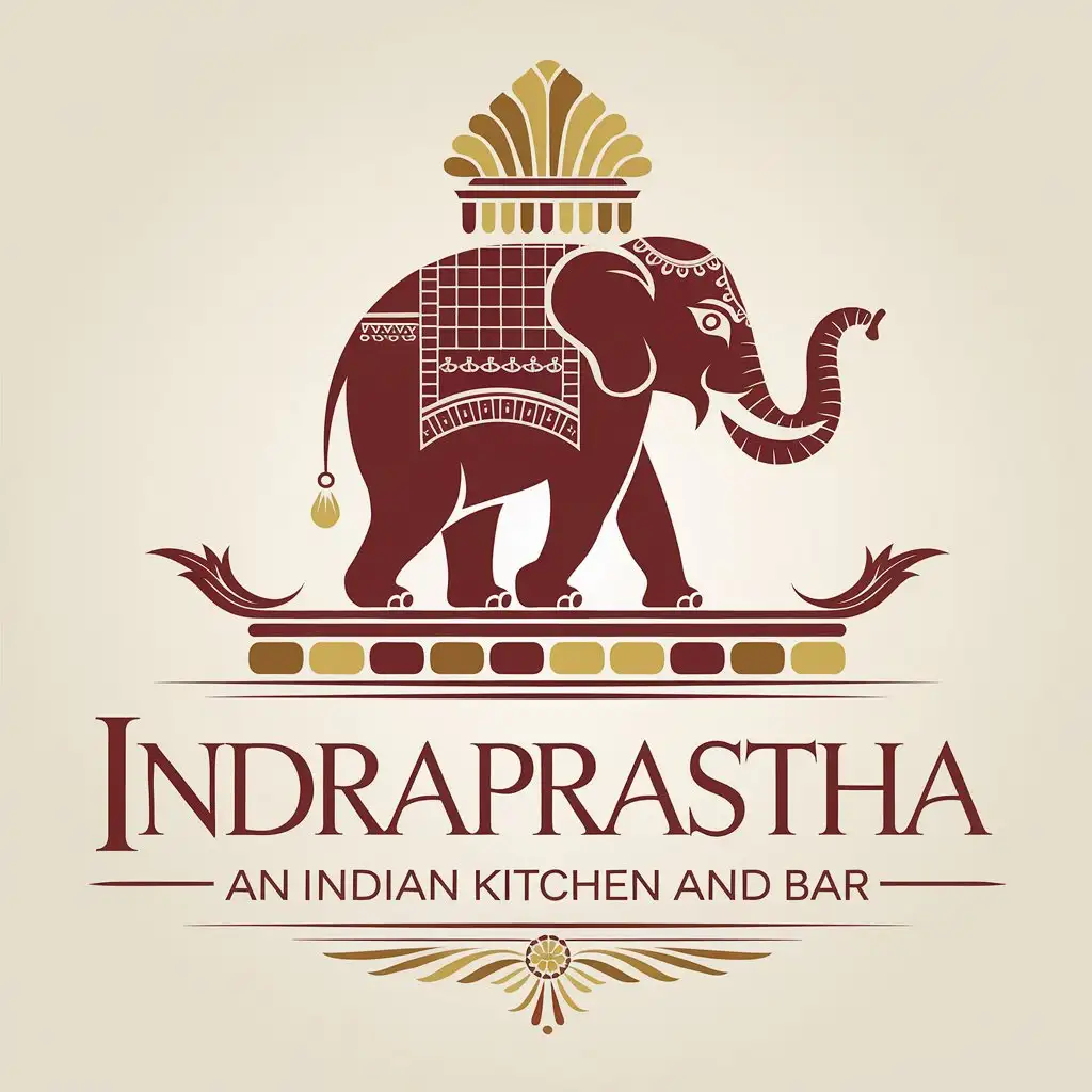 LOGO Design for Indraprastha South Indian Elephant Symbol with Warm Cultural Elements