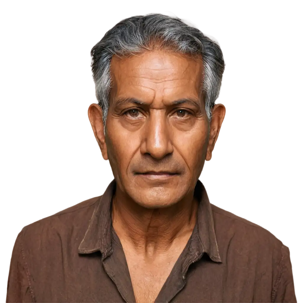 Old-Indian-Man-Portrait-Without-Beard-and-Mustache-in-PNG-Format